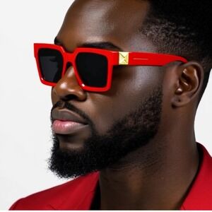 Classy Women‎ Red Framed Sunglasses RED Frame UV400 Square Gafas Lentes Mujeres